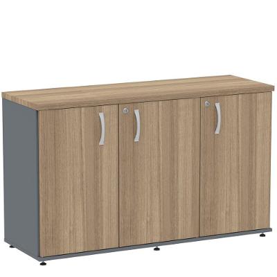Armário Baixo Credenza Pe25 Pandin 121,50 Cm (Largura) Em Mdp Noce Naturalle E Grafito Com Três