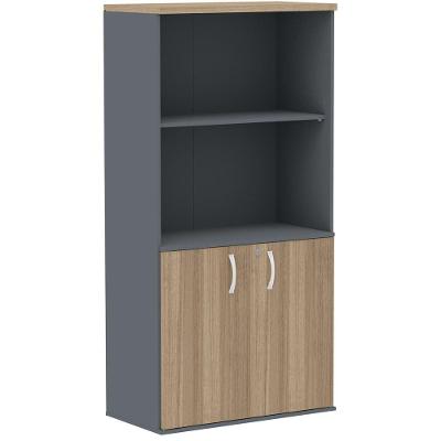 Armário Misto Pe25 Pandin 79,20cm Noce Naturalle E Grafito Com Duas Portas E Prateleira Superior