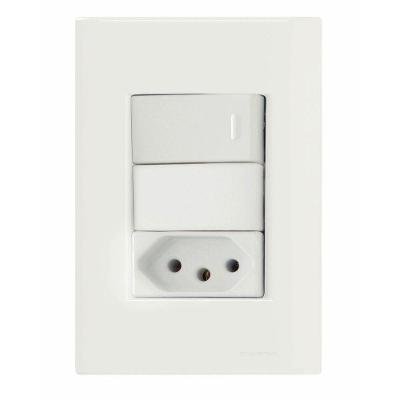 Conjunto 4x2 Com 1 Interruptor Simples 10 A 250 V E 1 Tomada 2p+t 10 A 250 V Giz Branco