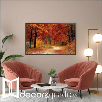 Quadro Bosque Outono 120x80 Cm Adesivo Fotográfico
