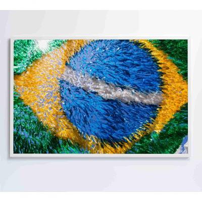 Quadro Bandeira Do Brasil Em Fitas 120x80 Cm Tecido Canvas