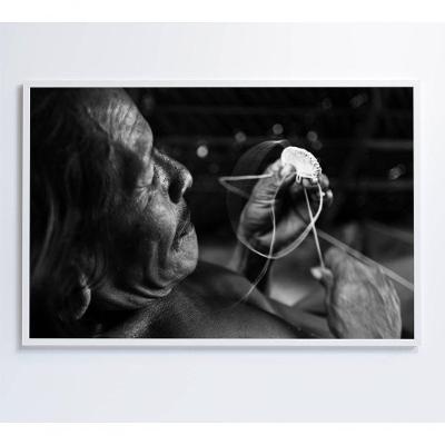 Quadro índio Tecendo Artesanato 120x80 Cm Tecido Canvas