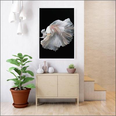 Quadro Peixe Beta Branco 80x120 Cm Tecido Canvas