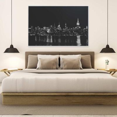 Quadro Rio Hudson Preto E Branco 120x80 Cm Adesivo Fotográfico