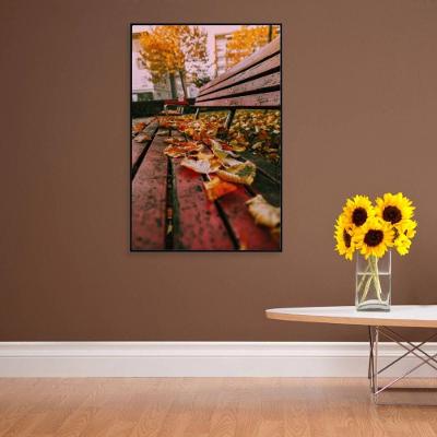 Quadro Branco Praça Outono 120x80 Cm Tecido Canvas