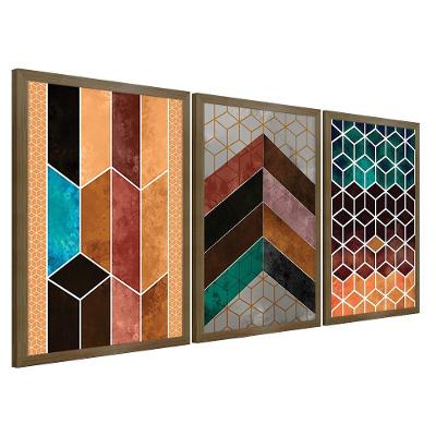 Quadros Chevron Com Moldura Premium 40X60 Kit 3 Peças Título 115-Rm4