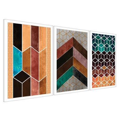 Quadros Chevron Com Moldura Premium 40X60 Kit 3 Peças Título 115-Pbr