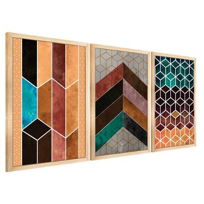 Quadros Chevron Com Moldura Premium 40X60 Kit 3 Peças Título 115-Mel
