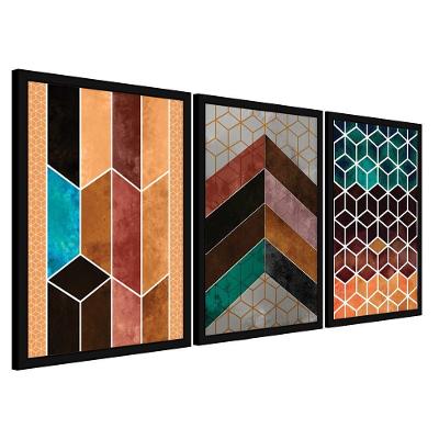 Quadros Chevron Com Moldura Premium 40X60 Kit 3 Peças Título 115-Ppf