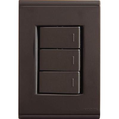 Conjunto 4x2 Com 3 Interruptores Simples 10 A 250 V Tramontina Liz Grafite Tramontina