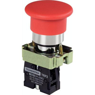 Botão Cogumelo Tramontina Trp2-bc42 1nf Vermelho Com Base De Metal Tramontina