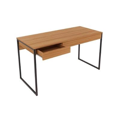 Mesa De Computador Solteiro Me4156 C/ 1 Gaveta Amêndoa/preto - Tecno Mobili