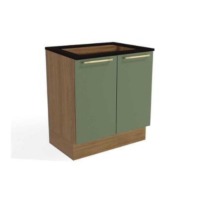 Balcão de Cozinha Botanic M623 c/ 2 Portas p/Cooktop - Kappesberg Nogueira/Oliva/Preto - Kappesberg