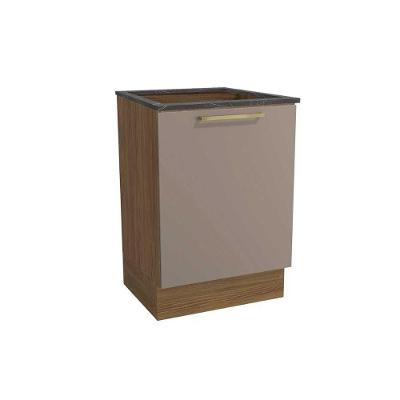Balcão De Cozinha Botanic M629 1 Porta 60cm P/ Cooktop Nogueira/fendi/cinzel