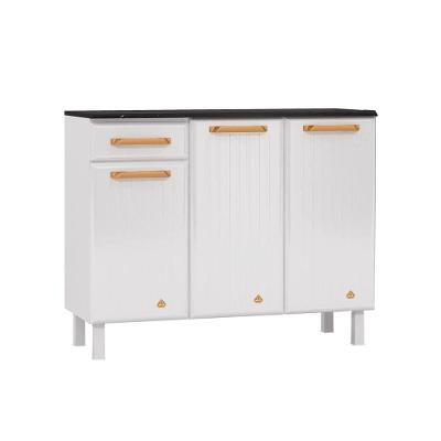Balcão de Cozinha Modulado Diamante Smart 3 Portas e 1 Gaveta c/ Tampo 105cm Branco - Telasul