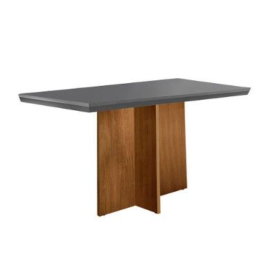 Mesa Para Cozinha Berlim + Tampo Madeirado Reto 120x80cm Grafite-imbuia - Rufato
