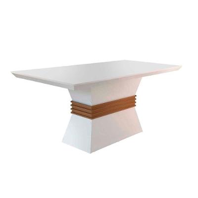 Mesa para Cozinha Ágata + Tampo Madeirado Reto 120x80cm Off White/Imbuia - Rufato