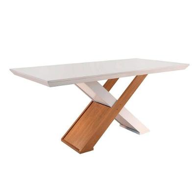 Mesa para Cozinha Imperatriz + Tampo Madeirado Reto 180x90cm Imbuia/Off White - Rufato