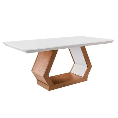 Mesa para Cozinha Alvorada + Tampo Madeirado Reto 180x90cm Imbuia/Off White - Rufato