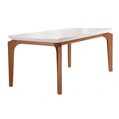 Mesa para Cozinha Londrina + Tampo Madeirado Reto 120x80cm Off White/Imbuia - Rufato