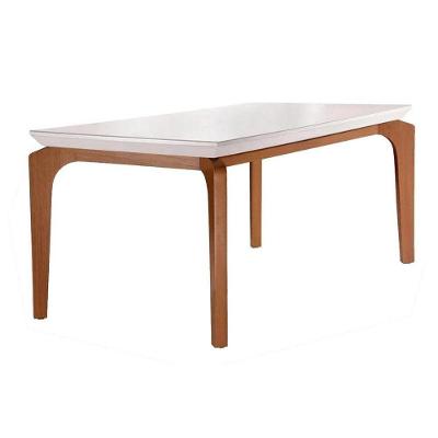 Mesa para Cozinha Londrina + Tampo Madeirado Vidro Reto 120x80cm Imbuia/Off White - Rufato