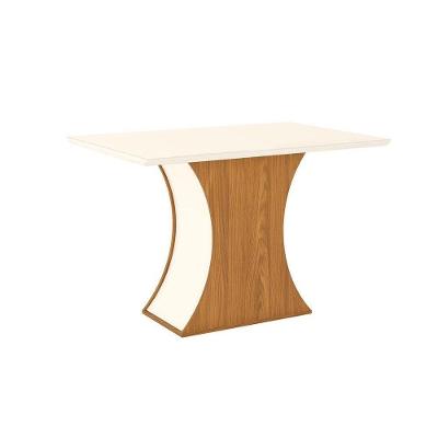 Mesa para Cozinha Luiza SC17 + Tampo Madeirado Vidro Reto 120x80cm Nature/Off White - Henn