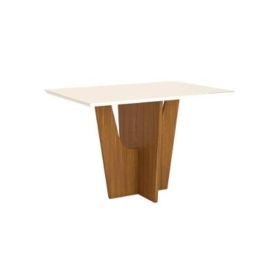 Mesa para Cozinha Vértice SC40 + Tampo Madeirado Vidro Reto 120x80cm Nature/Off White - Henn