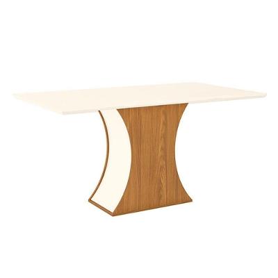 Mesa para Cozinha Luiza SC16 + Tampo Madeirado Reto 160x90cm Nature/Off White - Henn