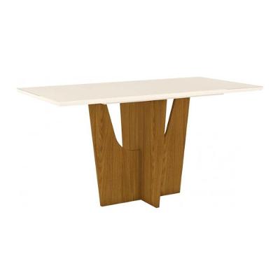 Mesa de Sala Jantar Vértice + Tampo Madeirado 160x80cm Nature/Off White - Henn