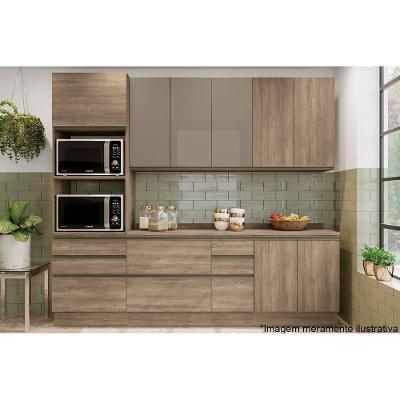 Balcão de Cozinha Maxxi G744 2 Portas c/ Tampo Nogal/Preto Brilho - Kappesberg