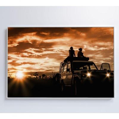 Quadro Por Do Sol No Carro 60x40 Cm Adesivo Fotográfico