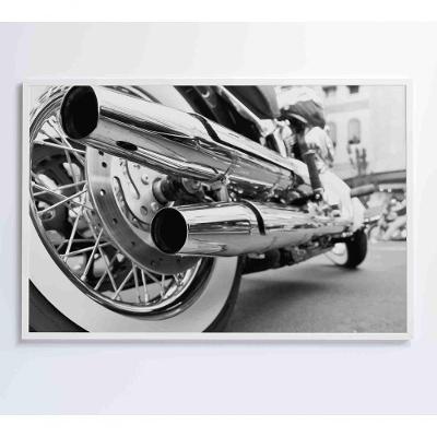 Quadro Moto Preto E Branco 120x80 Cm Tecido Canvas