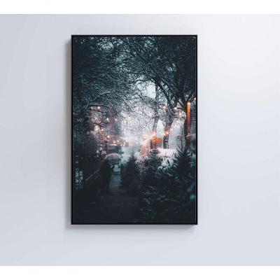 Quadro árvores Neve 60x90 Cm Vidro Impresso