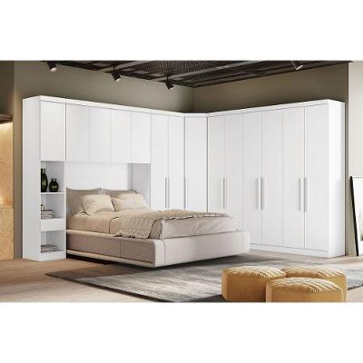 Quarto Modulado Rizon  5 Peças (1 Armário Ponte + 1 Closet + 2 Guarda Roupas + 1 Complemento) QC204 Branco