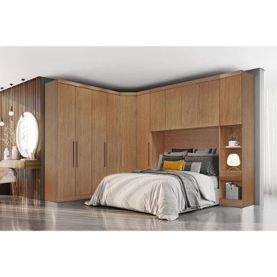 Quarto Modulado Bari Rizon 5 Peças 1 Armário Ponte + 1 Closet + 2 Guarda Roupas + 1 Complemento QC202 Cumaru