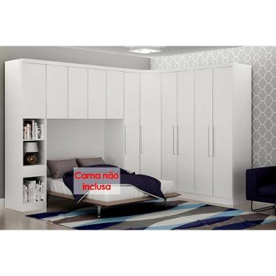 Quarto Modulado Rizon  6 Peças (1 Armário Ponte + 1 Closet + 3 Guarda Roupas + 1 Complemento) QC213 Branco