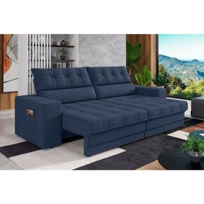 Sofá Omega Plus 2,30m Retrátil/reclinável Suede Azul - Xflex