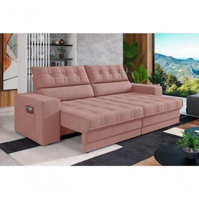 Sofá Omega Plus 2,30m Retrátil/reclinável Suede Nude - Xflex