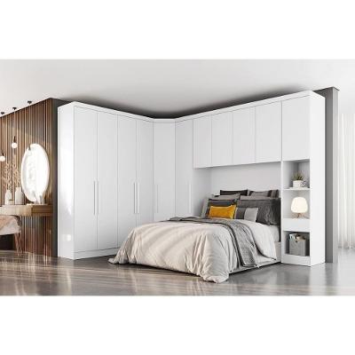 Quarto Modulado Rizon  5 Peças (1 Armário Ponte + 1 Closet + 2 Guarda Roupas + 1 Complemento) QC202 Branco
