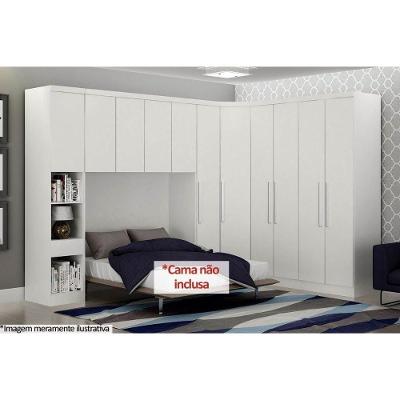 Quarto Modulado Bari  Rizon 5 Peças (1 Armário Ponte + 1 Closet + 2 Guarda Roupas + 1 Complemento) QCM03 Branco