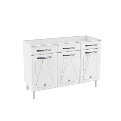 Módulo Cozinha Telasul Star New Balcão 3 Portas e 3 Gavetas 120cm Branco