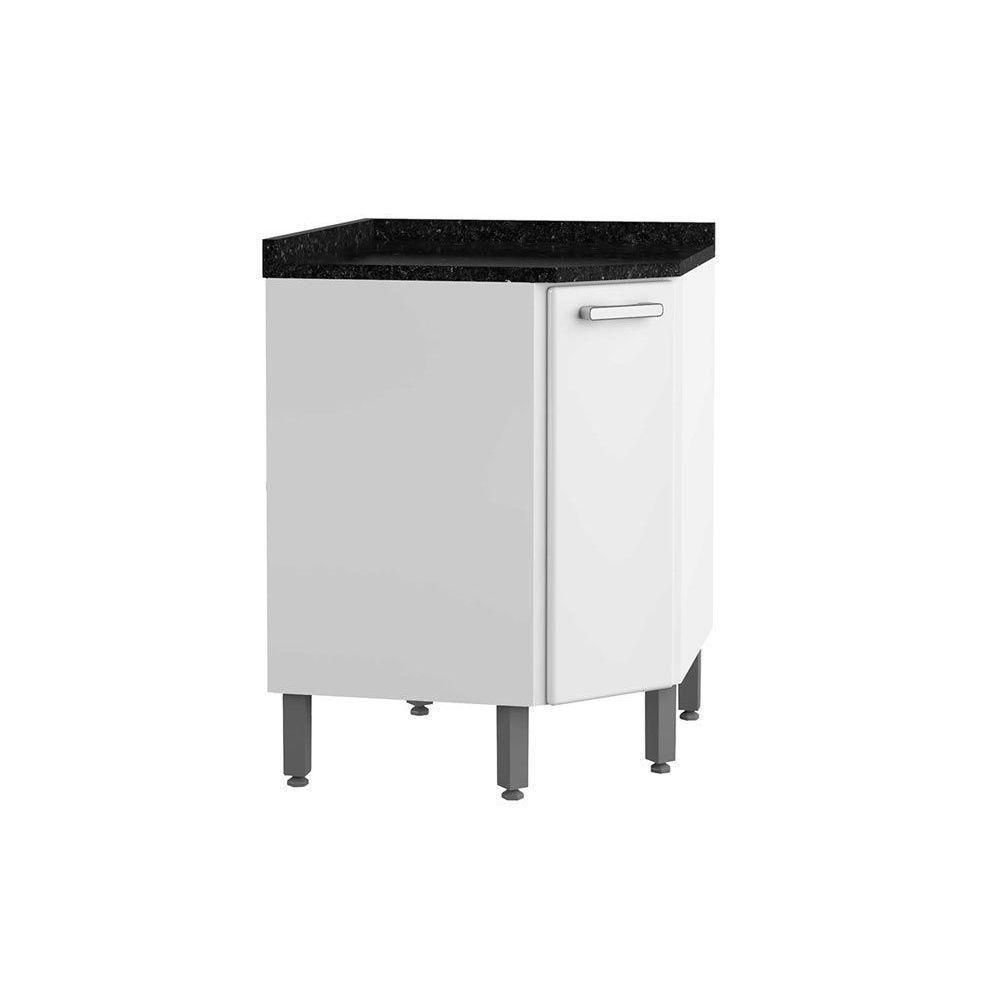 Gabinete de Cozinha Modulado Balcão Canto Oblíquo Gourmet 1 Porta c/ Tampo Branco - Bertolini - 1