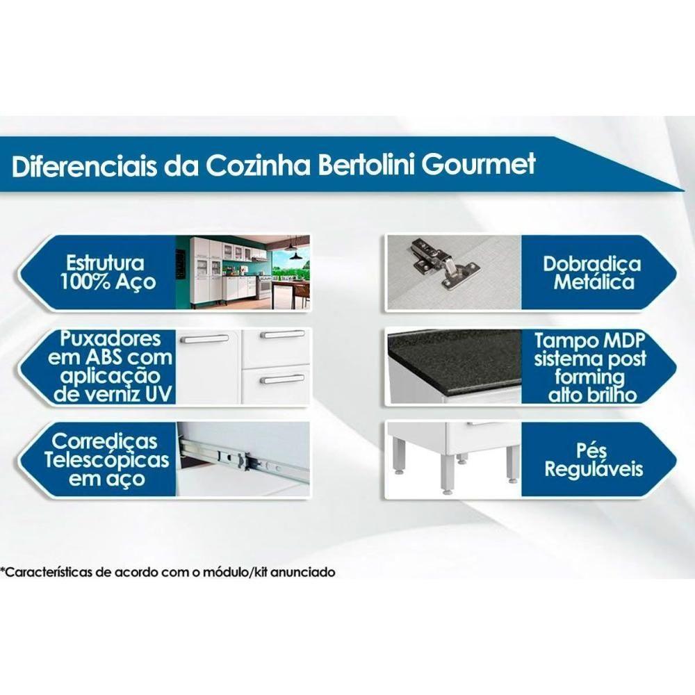 Gabinete de Cozinha Modulado Balcão Canto Oblíquo Gourmet 1 Porta c/ Tampo Branco - Bertolini - 2