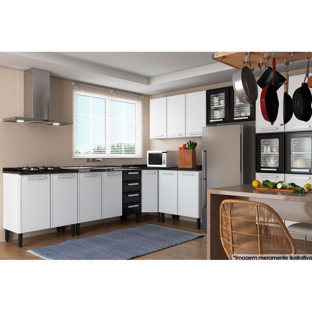 Gabinete de Cozinha Modulado Balcão Canto Oblíquo Gourmet 1 Porta c/ Tampo Branco - Bertolini - 4