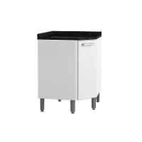 Gabinete de Cozinha Modulado Balcão Canto Oblíquo Gourmet 1 Porta c/ Tampo Branco - Bertolini - 5