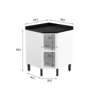 Gabinete de Cozinha Modulado Balcão Canto Oblíquo Gourmet 1 Porta c/ Tampo Branco - Bertolini - 3