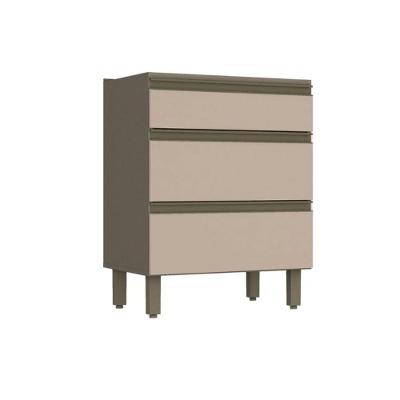 Módulo Cozinha Henn Connect Balcão  c/ 3 Gavetas s/ Tampo Duna/Cristal