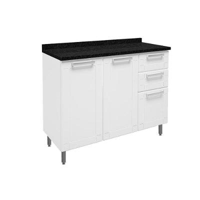 Módulo Cozinha Bertolini Múltipla Balcão  6114 3 Portas 2 Gavetas c/ Tampo Branco