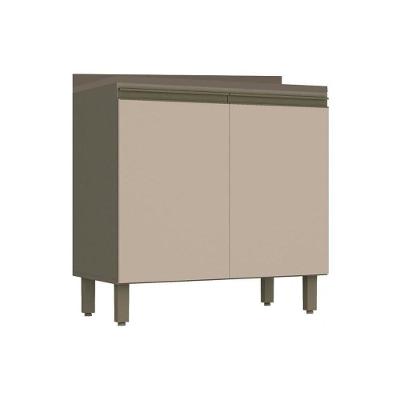 Gabinete de Cozinha Modulado Balcão Connect 2 Portas c/ Tampo Duna/Cristal - Henn