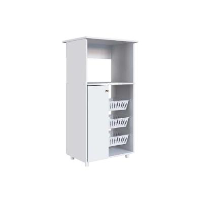 Balcão Fruteira Cozinha Josi c/ 1 Porta, 1 Nicho e 3 Cestos Branco - Genialflex